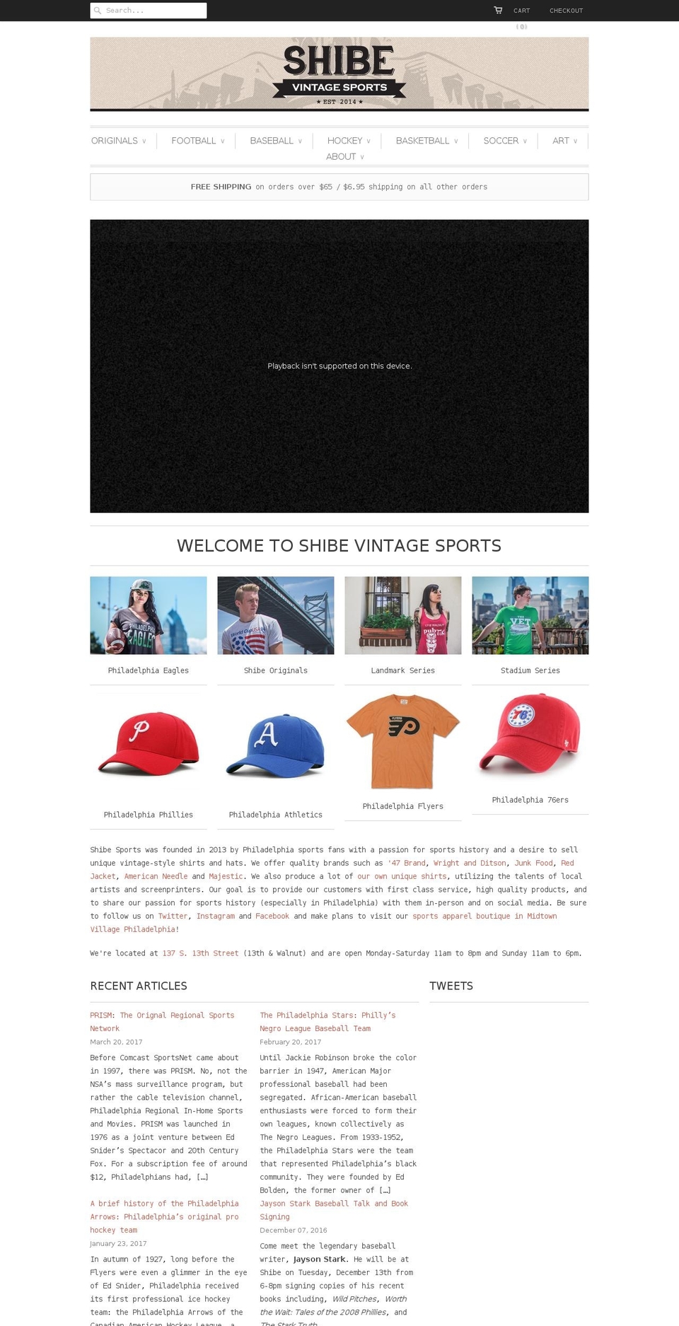 vintagesportscloset.com shopify website screenshot