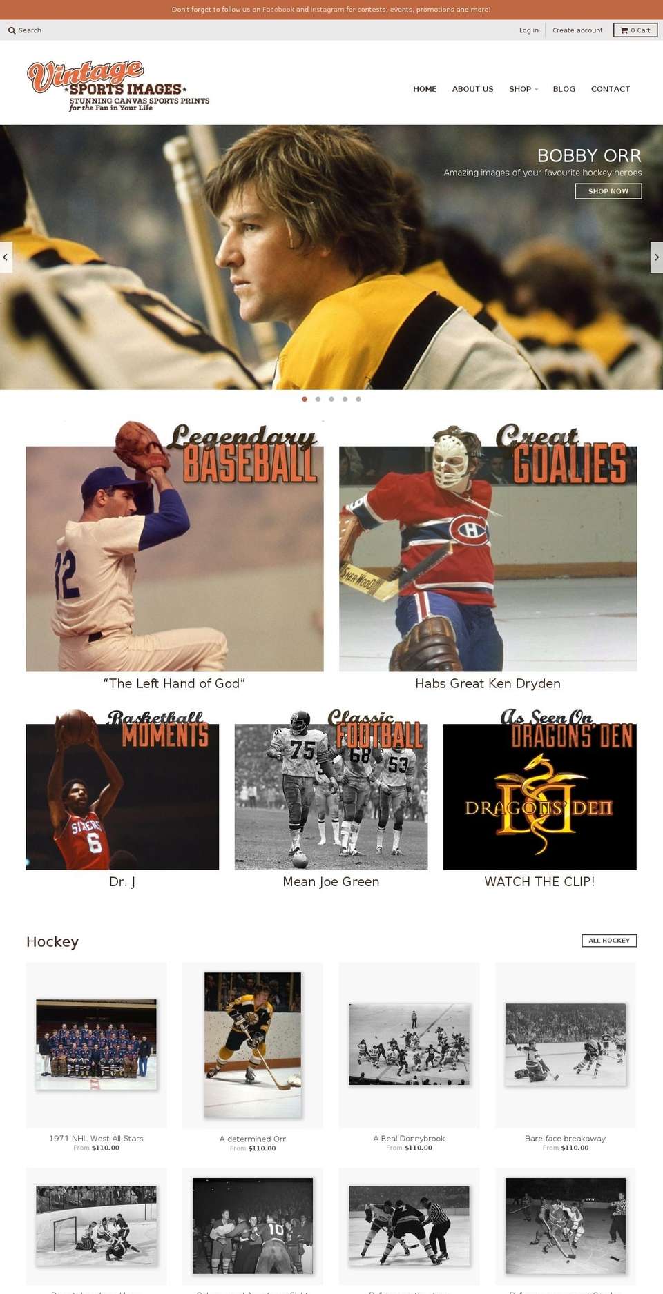 vintagesportsimages.com shopify website screenshot