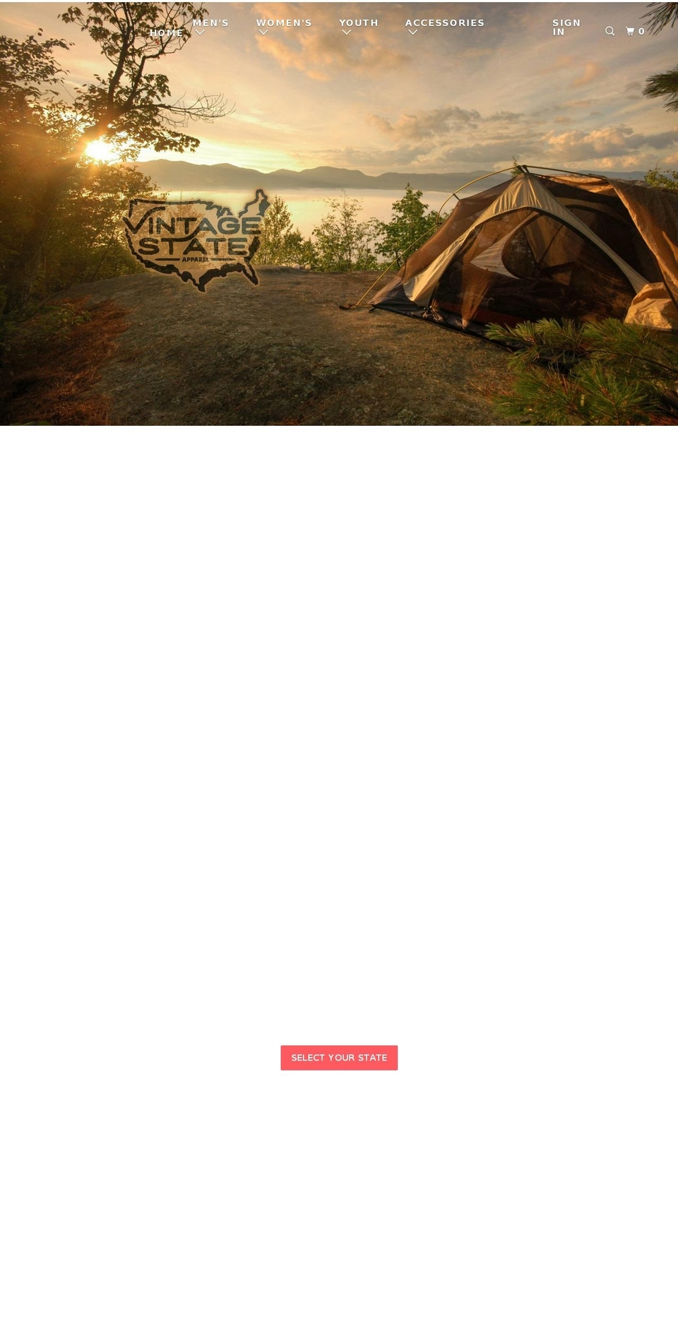 vintagestateapparel.com shopify website screenshot
