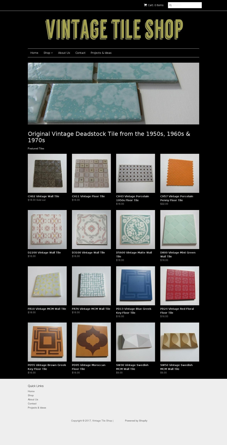 vintagetileshop.com shopify website screenshot