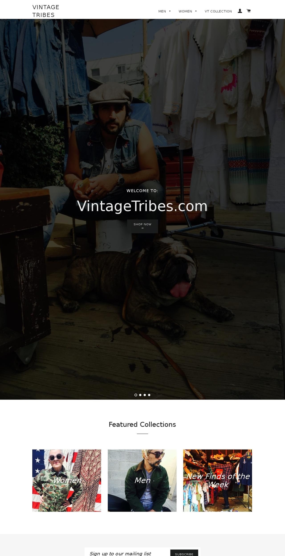 vintagetribes.com shopify website screenshot