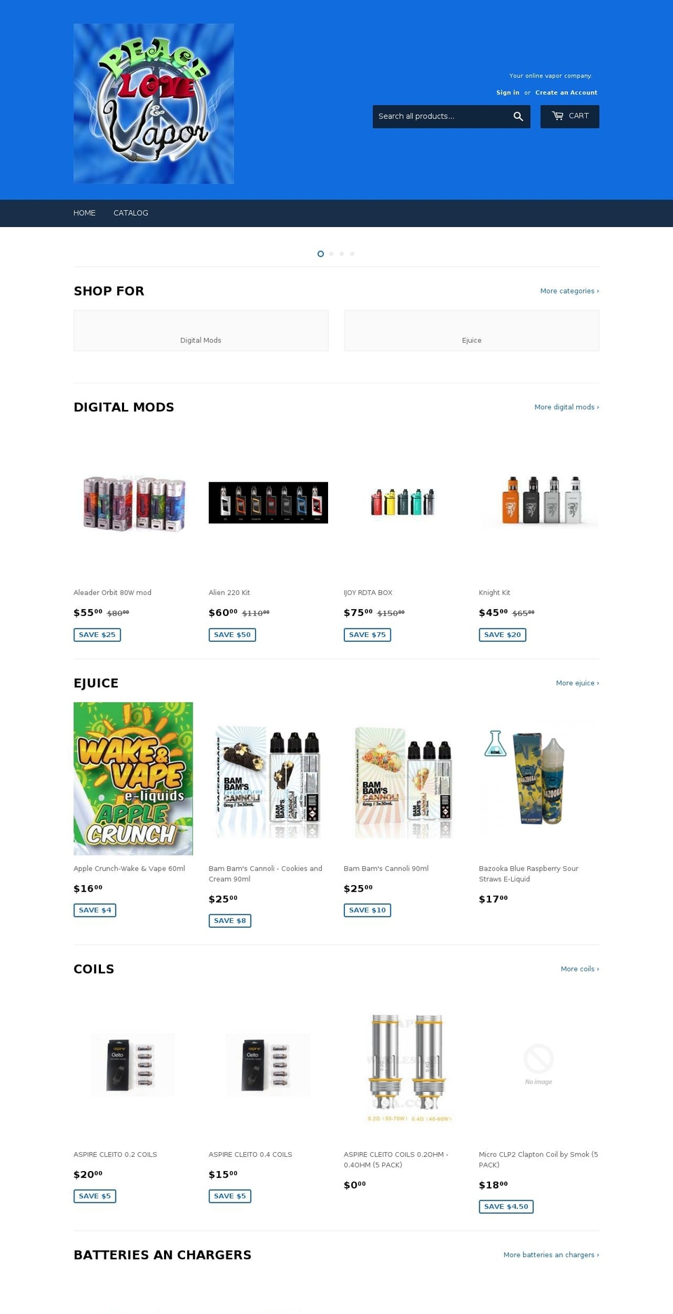 vintagevegasvapor.com shopify website screenshot