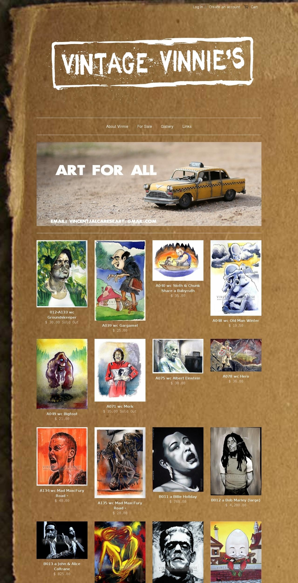 vintagevinnies.com shopify website screenshot