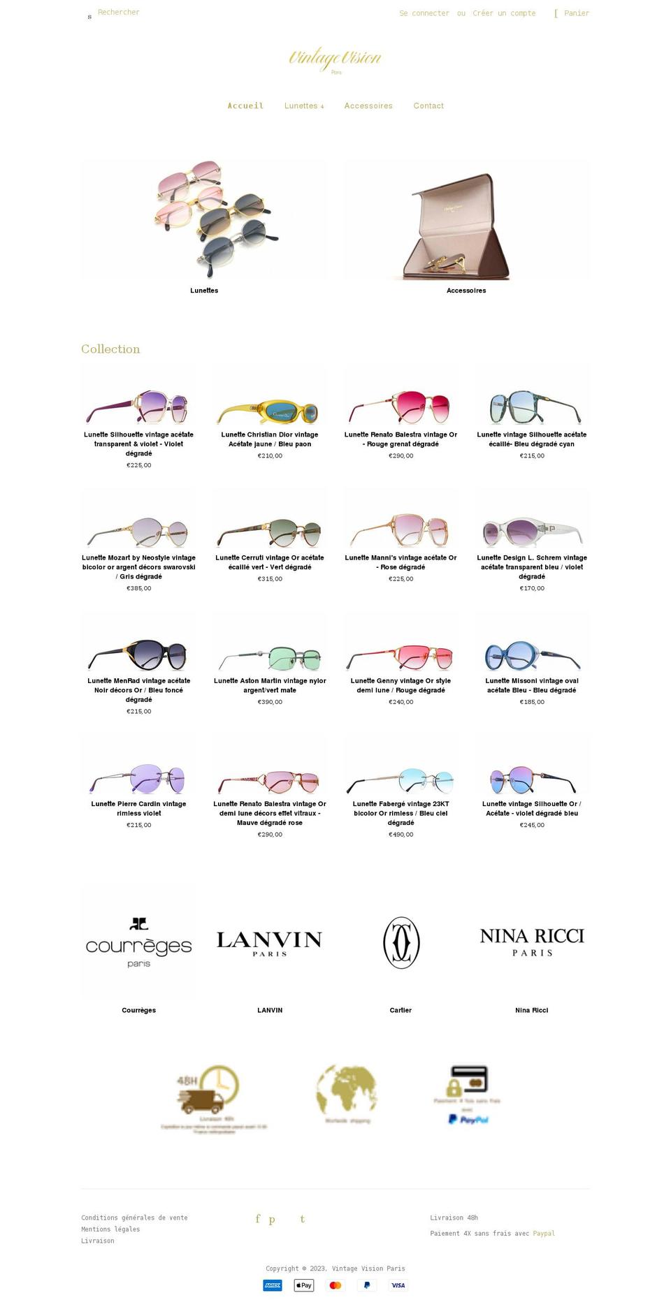 vintagevisionparis.com shopify website screenshot
