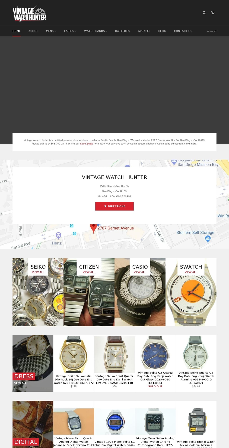 Goodwin Shopify theme site example vintagewatchhunter.com