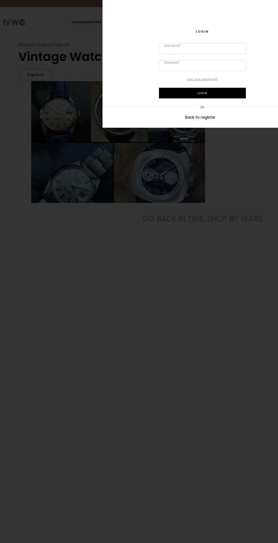 vintagewatchonline.com shopify website screenshot