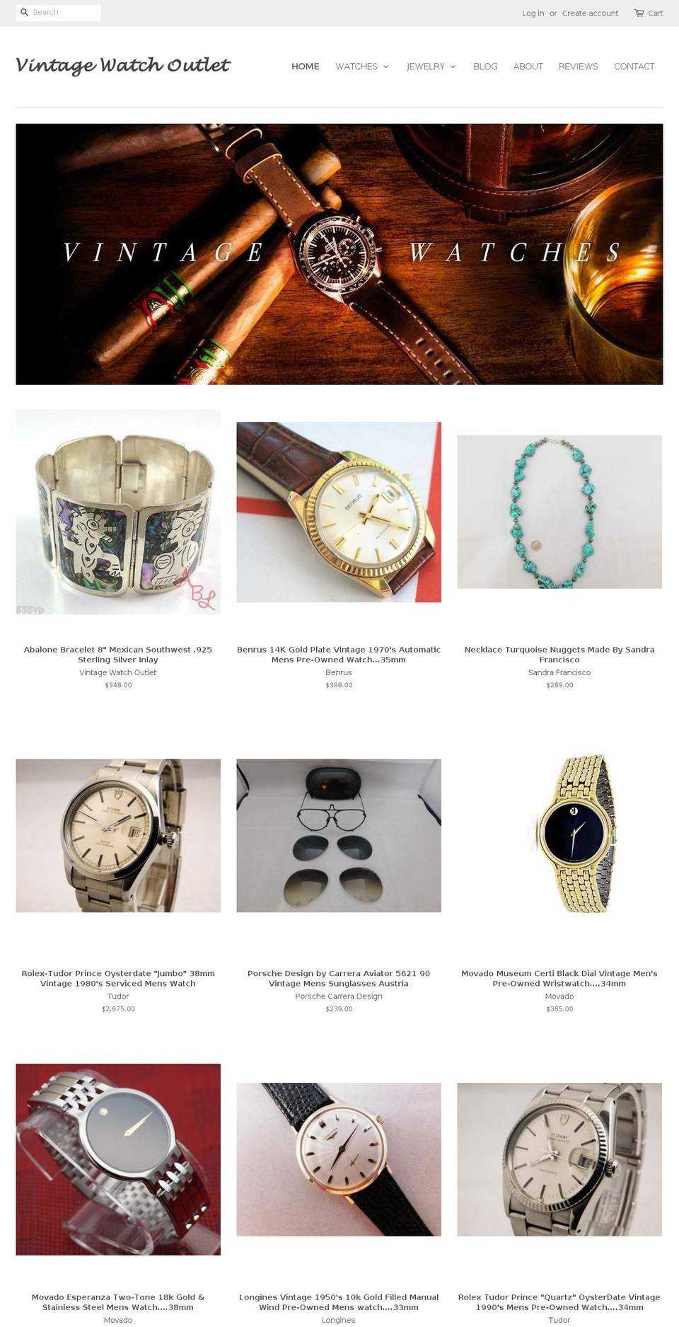 vintagewatchoutlet.com shopify website screenshot