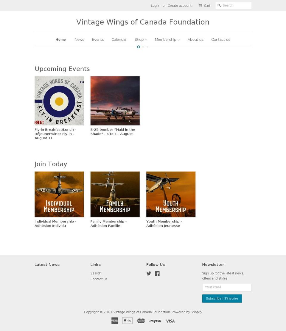 vintagewingsmembers.ca shopify website screenshot