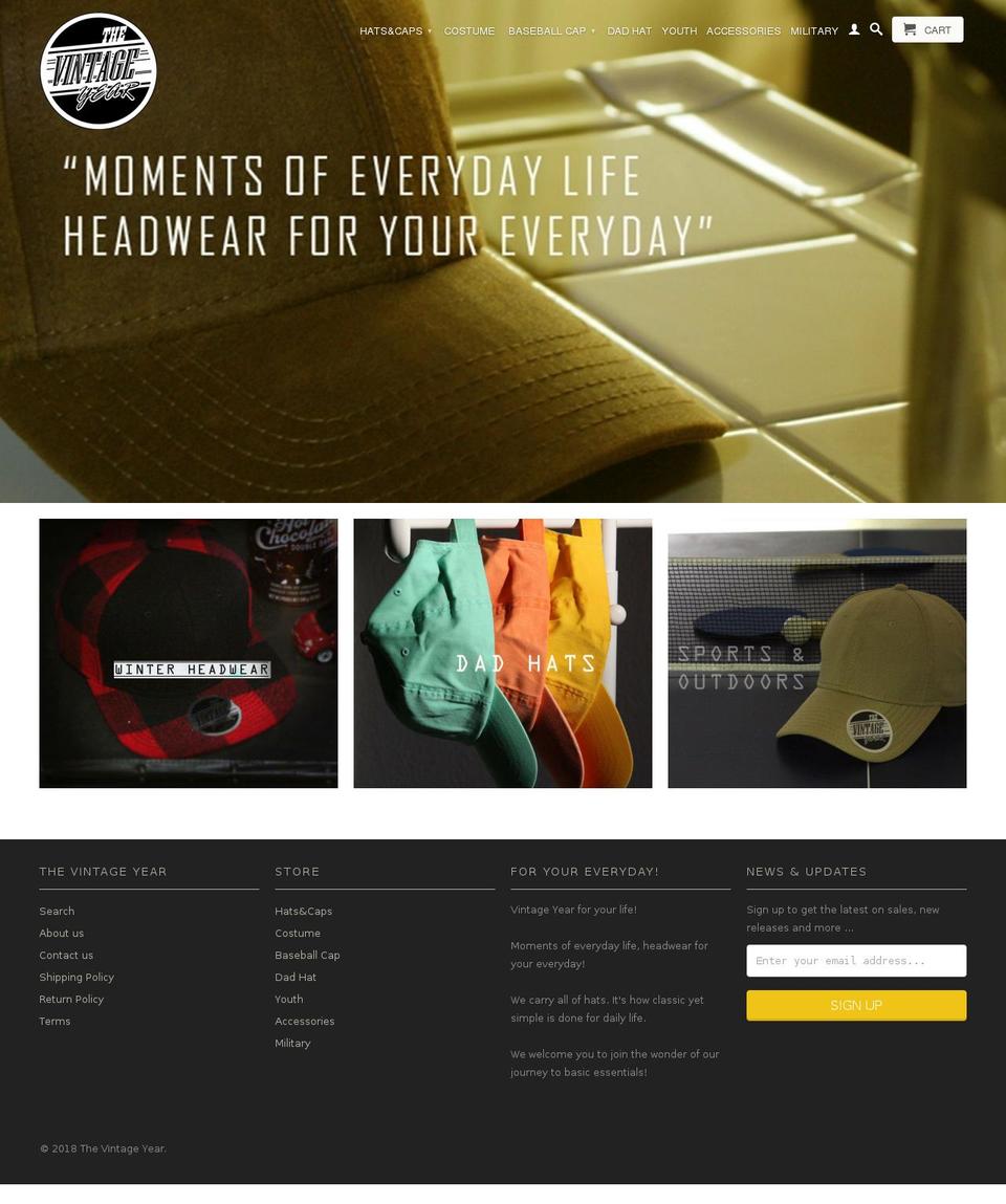 vintageyearhats.com shopify website screenshot