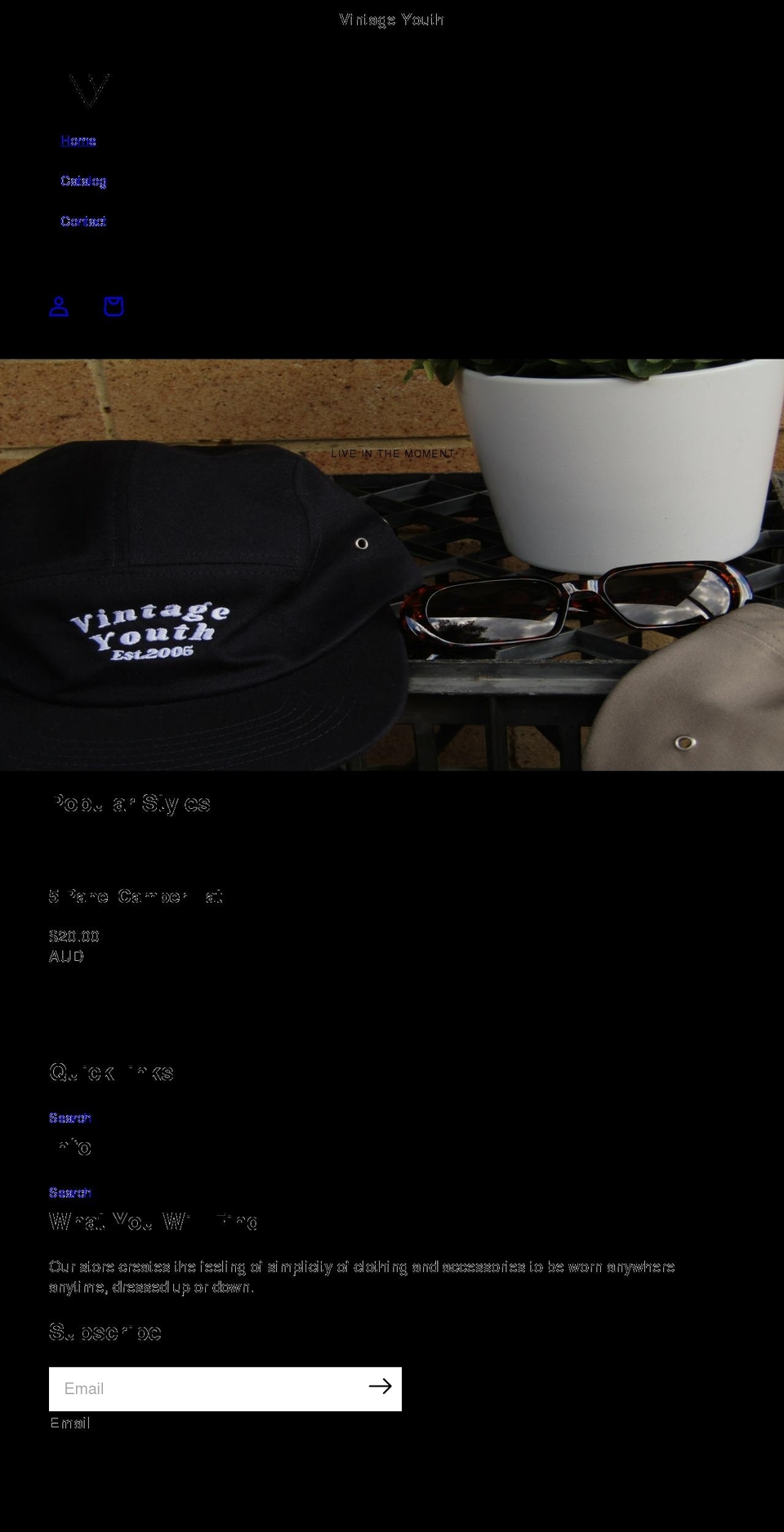 vintageyouth.com.au shopify website screenshot