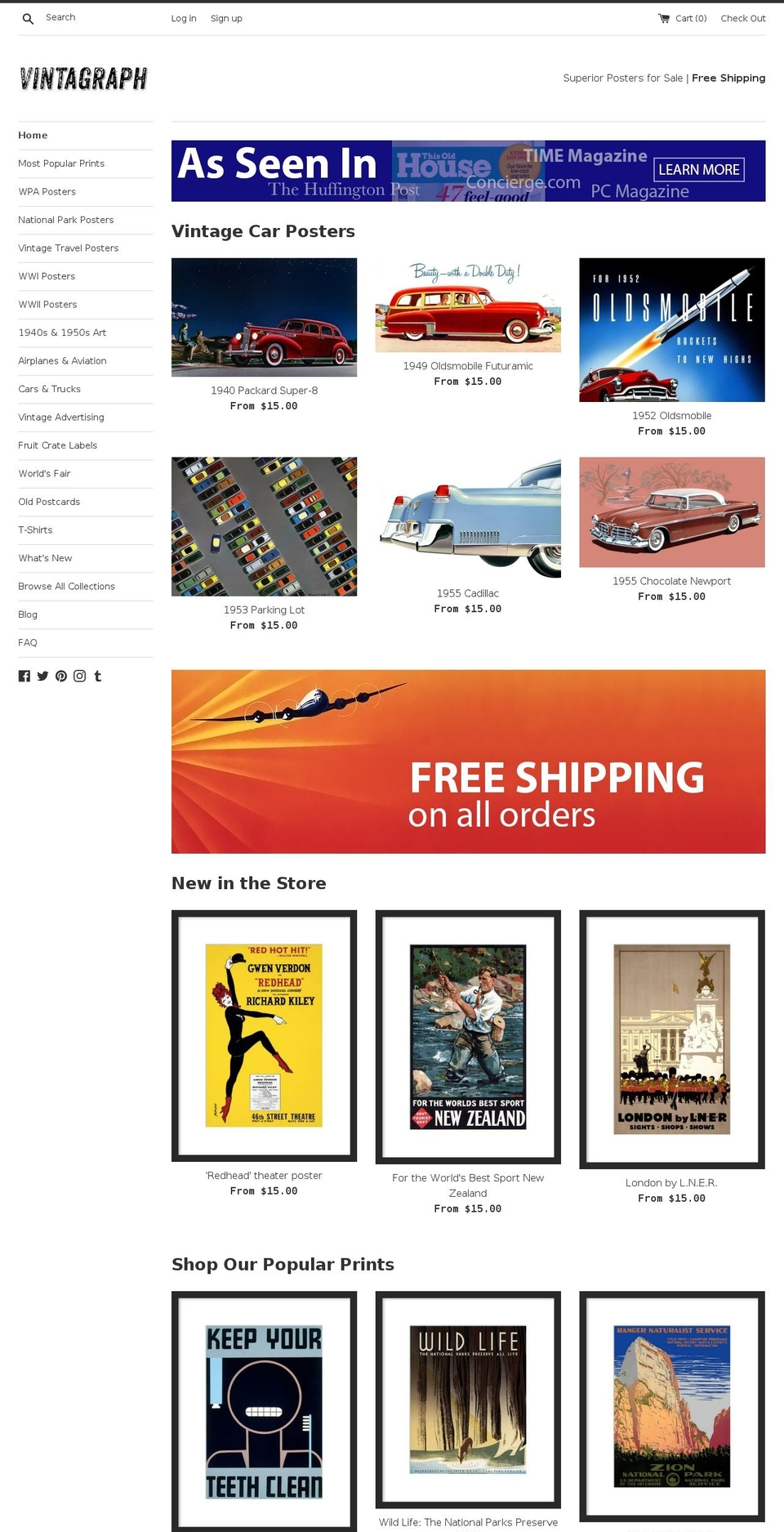 Simple Shopify theme site example vintagraph.com