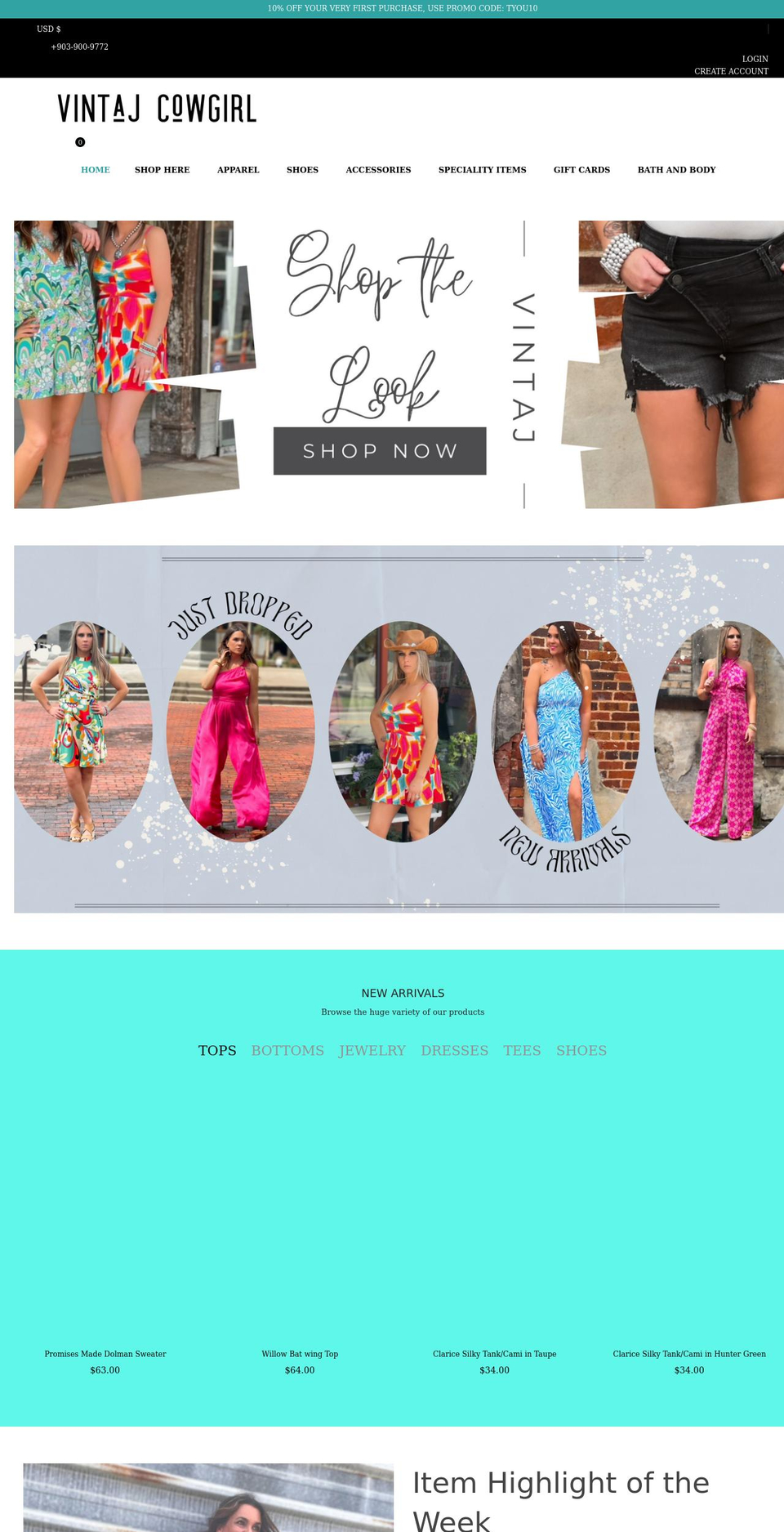 vintajcowgirl.com shopify website screenshot