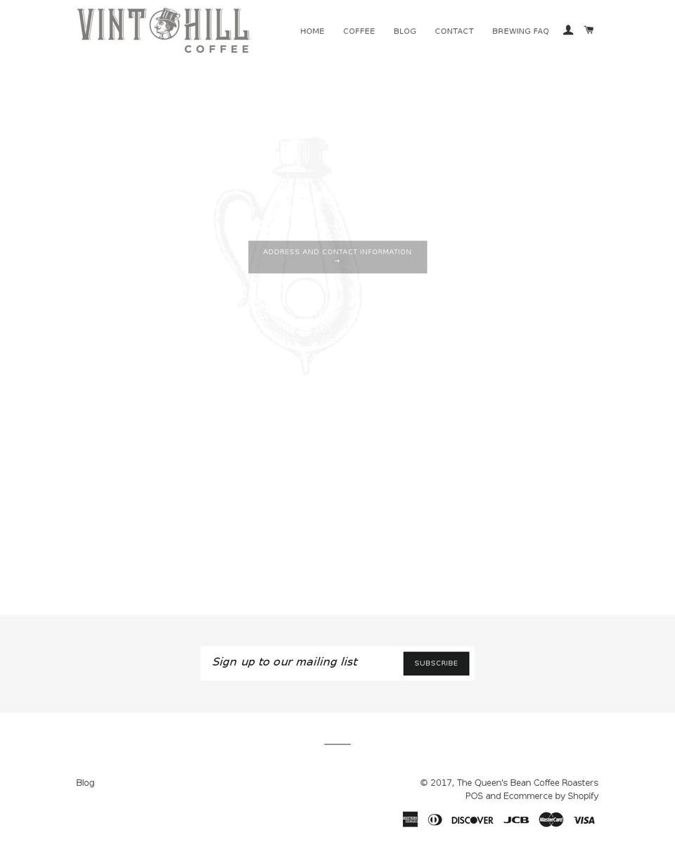 vinthillcoffee.com shopify website screenshot