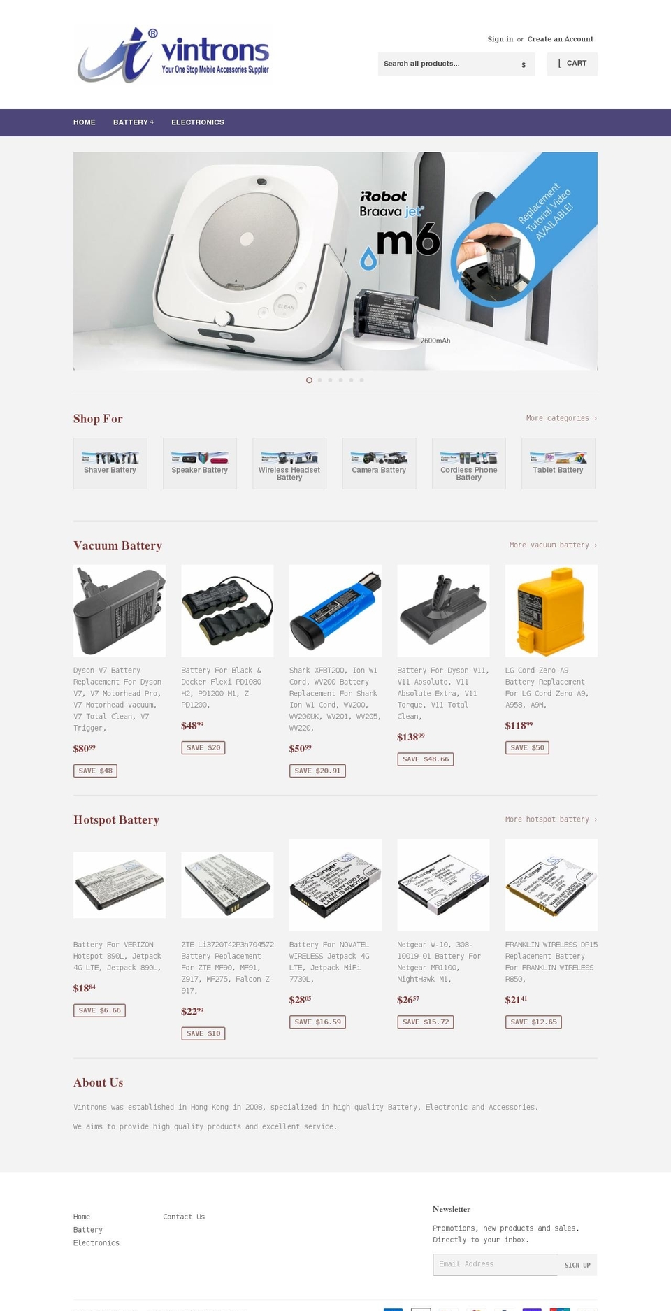 vintrons.com shopify website screenshot