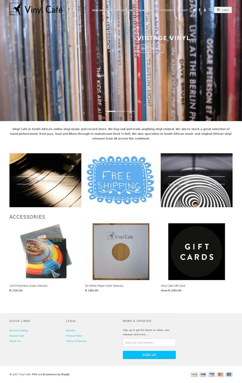 vinylcafe.co.za shopify website screenshot