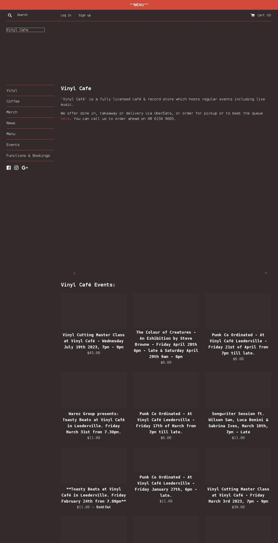 vinylcafe.com.au shopify website screenshot