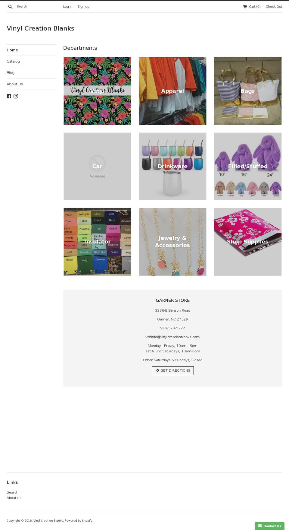 vinylcreationblanks.com — Shopify storefront screenshot