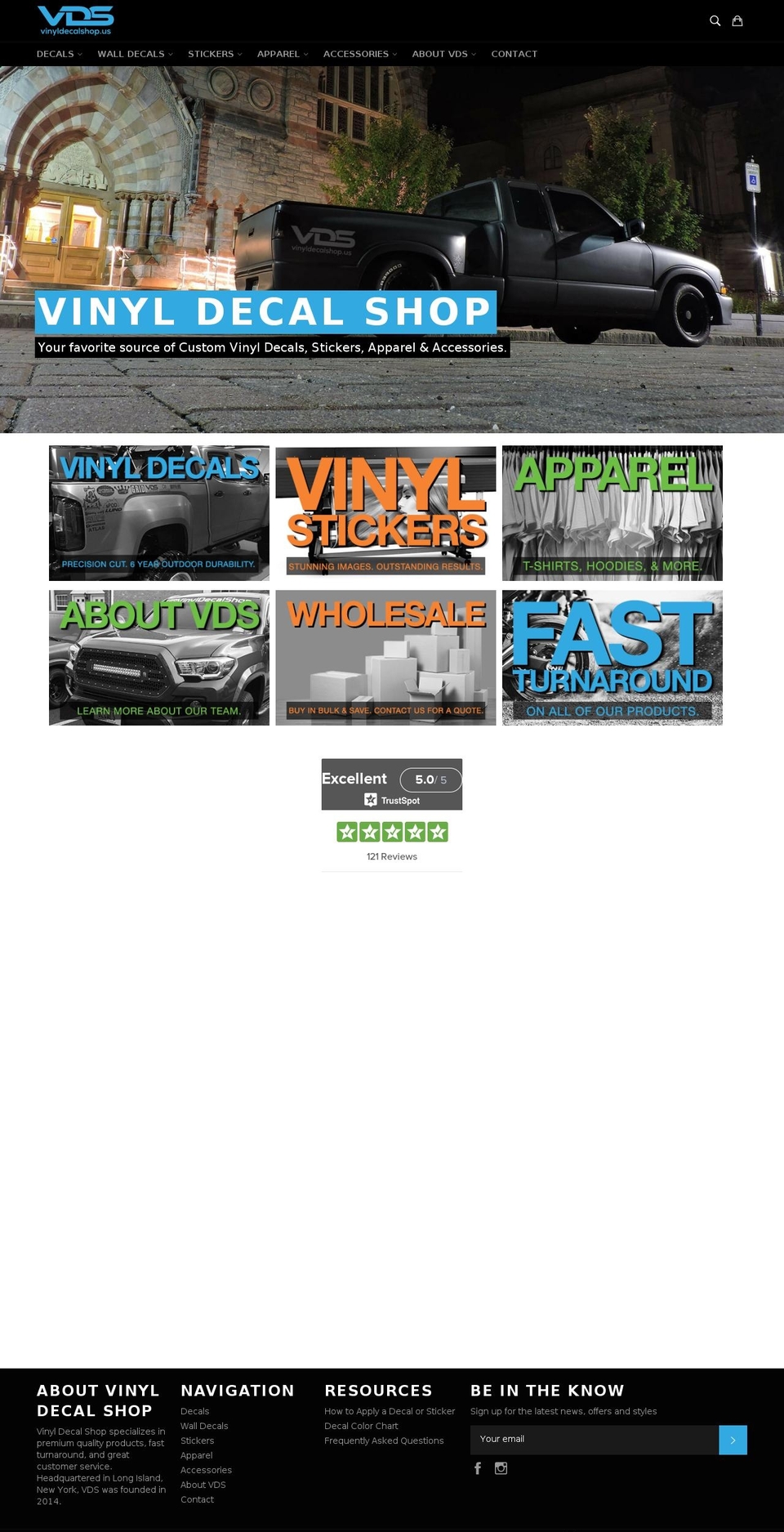 vinyldecalshop.net shopify website screenshot