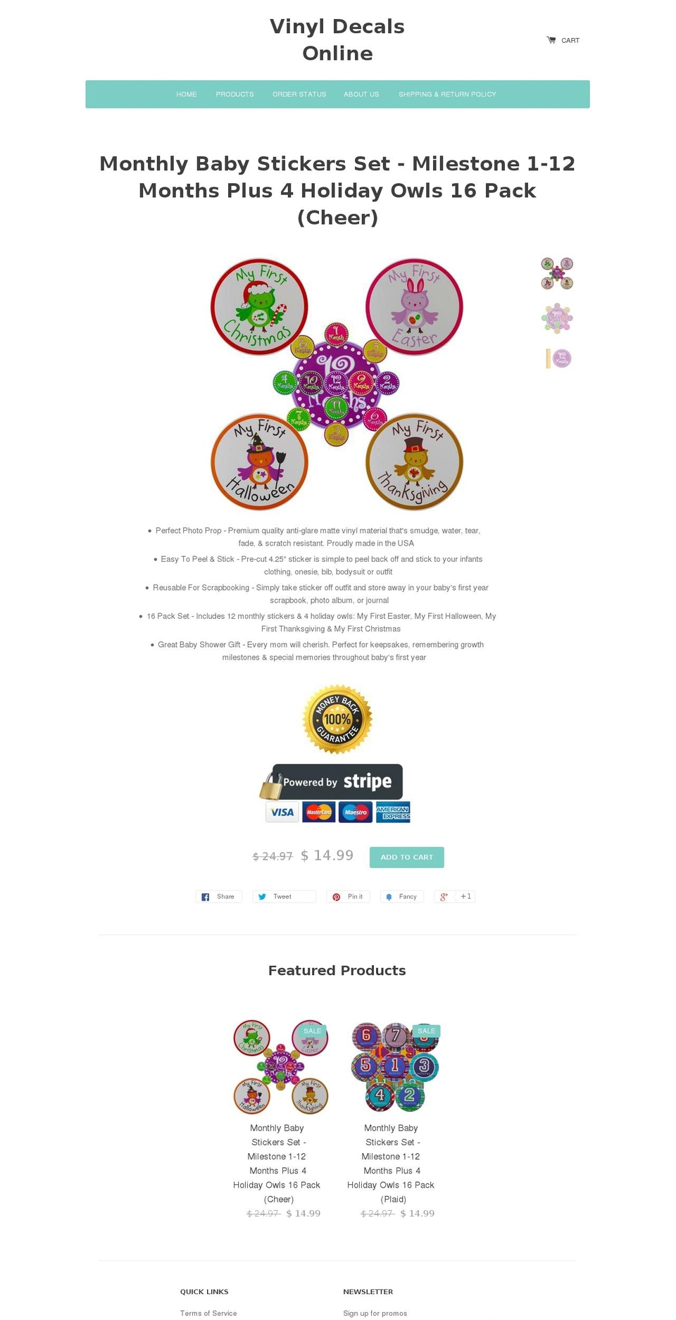 vinyldecalsonline.com shopify website screenshot