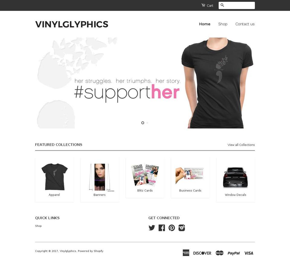vinylglyphics.com shopify website screenshot