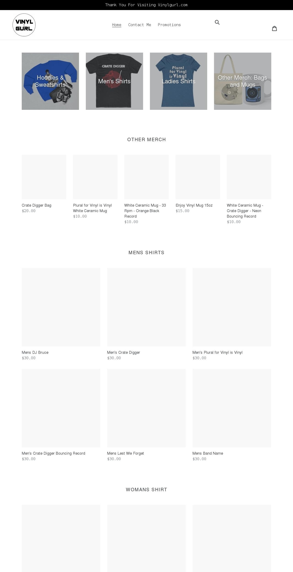vinylgurl.com shopify website screenshot