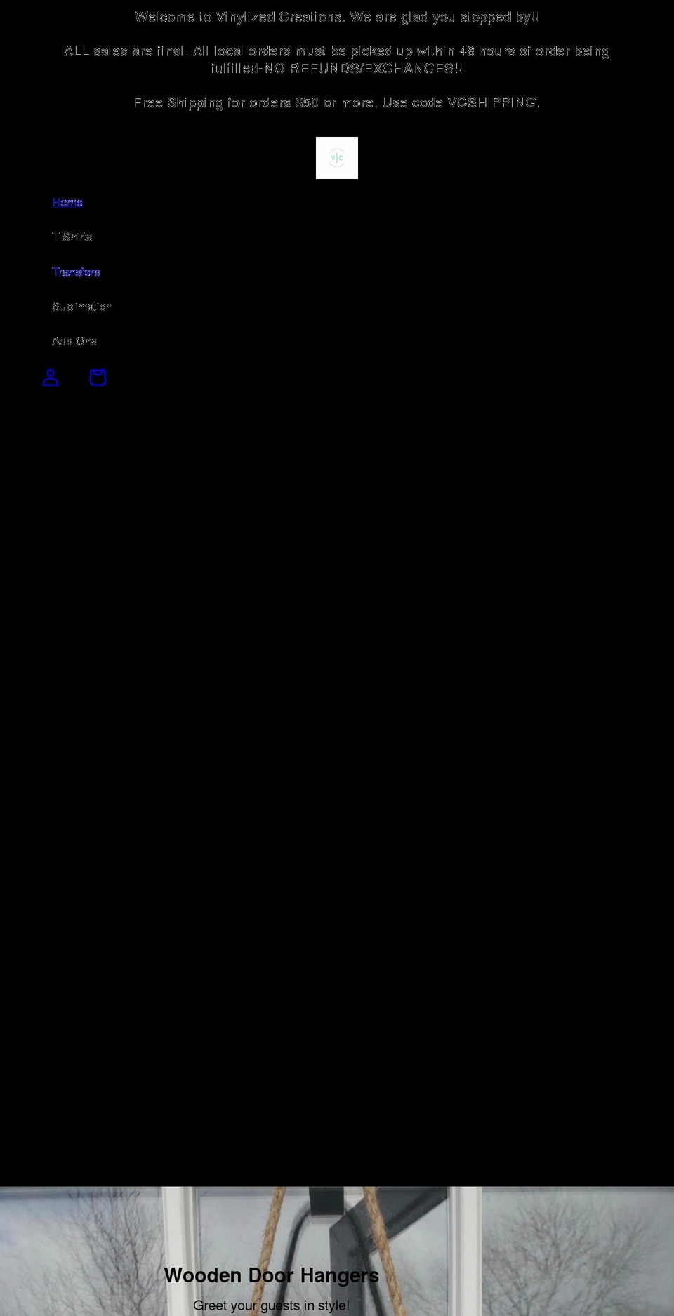 vinylizedcreations.com shopify website screenshot