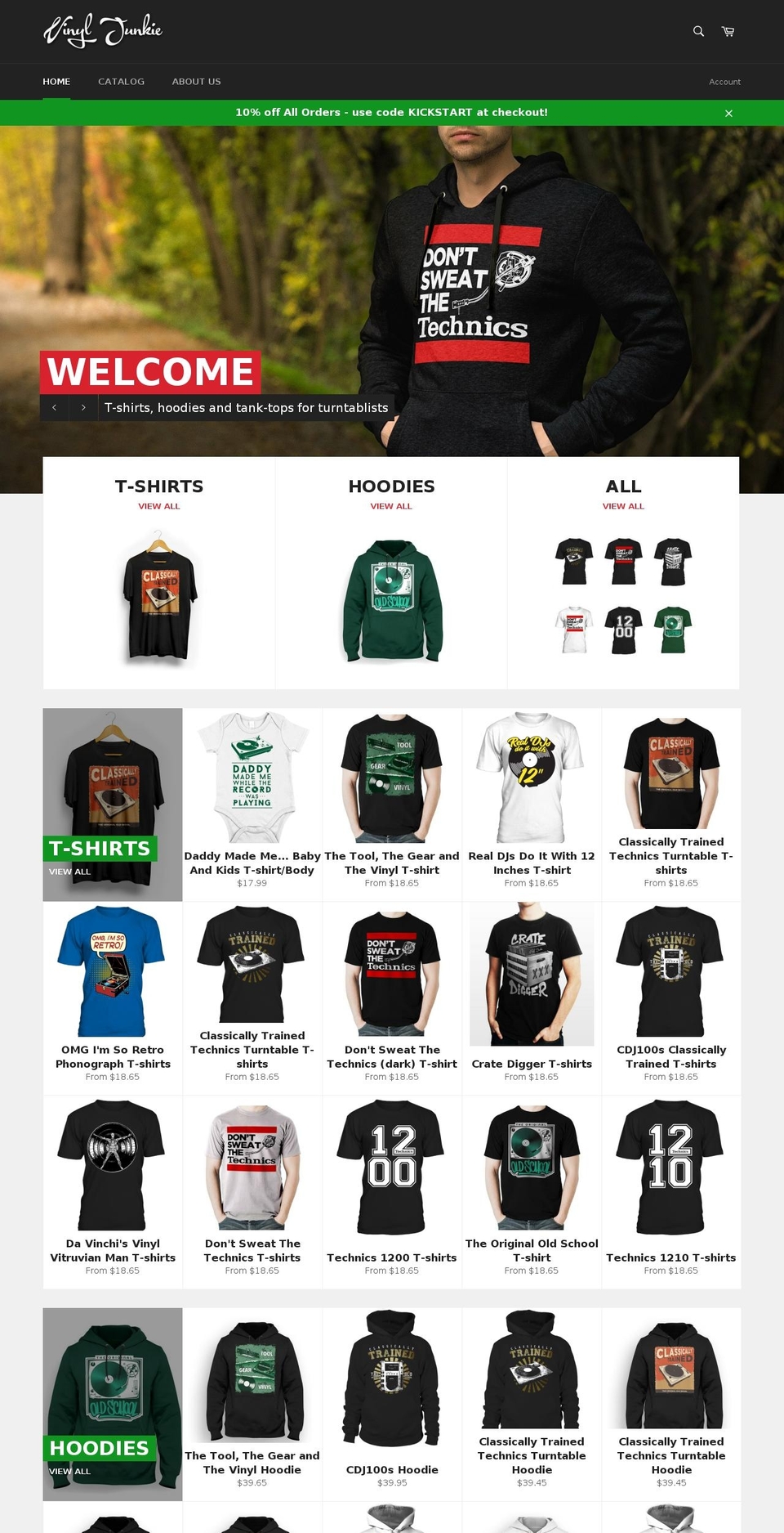 vinyljunkiemart.com shopify website screenshot
