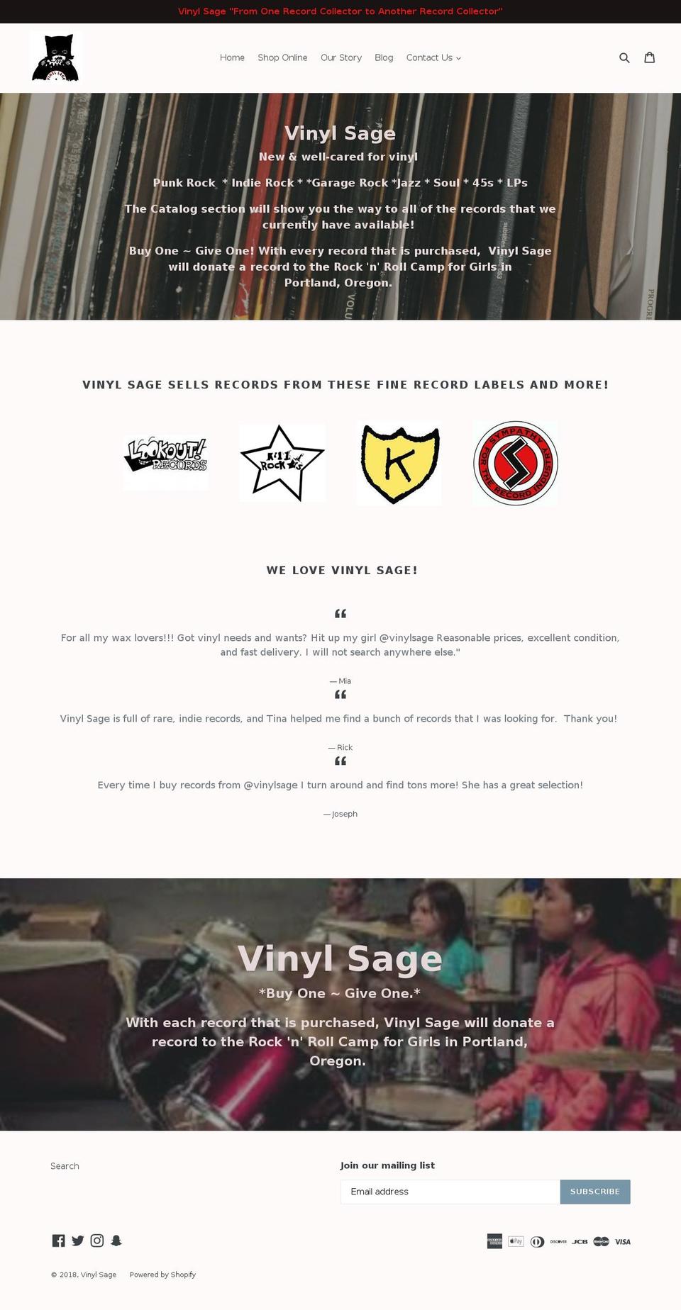 vinylsage.com — Shopify storefront screenshot