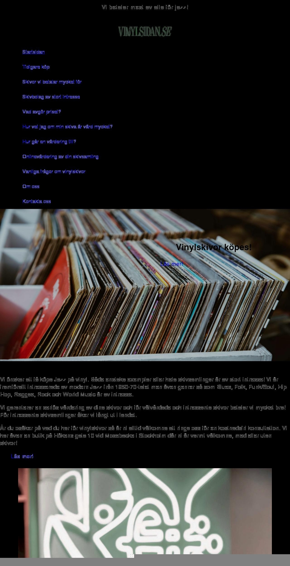 vinylsidan.se shopify website screenshot