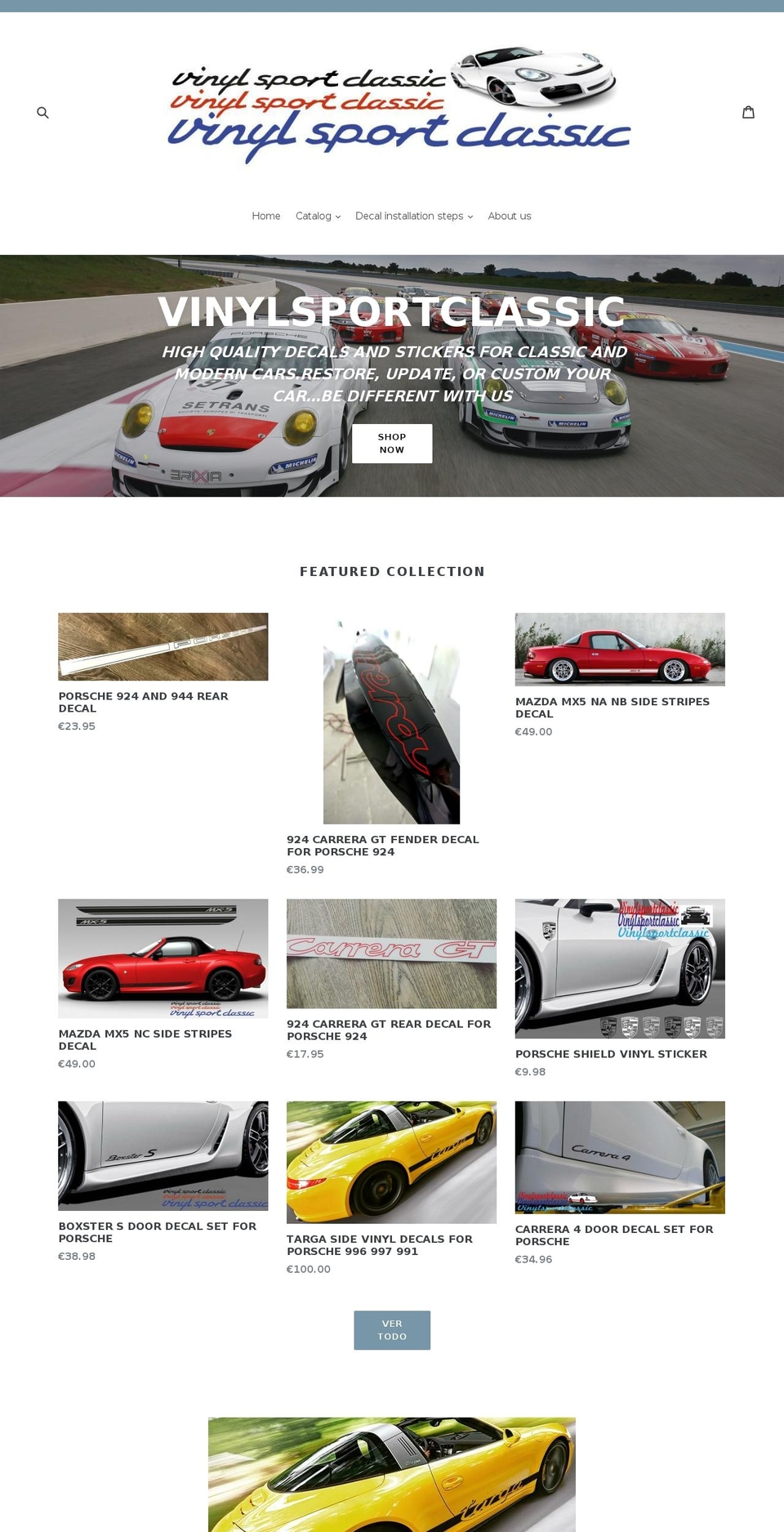 vinylsportclassic.com shopify website screenshot