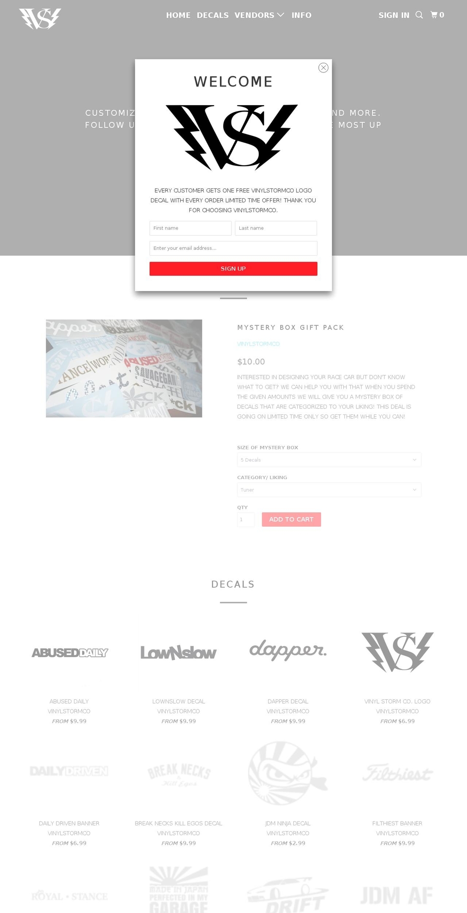 vinylstormco.com — Shopify storefront screenshot