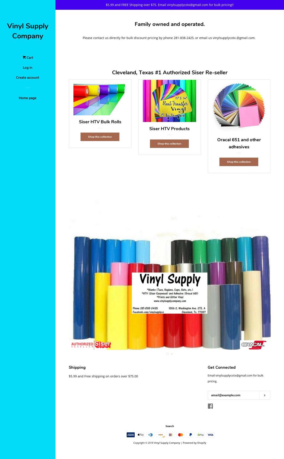 vinylsupply.net shopify website screenshot