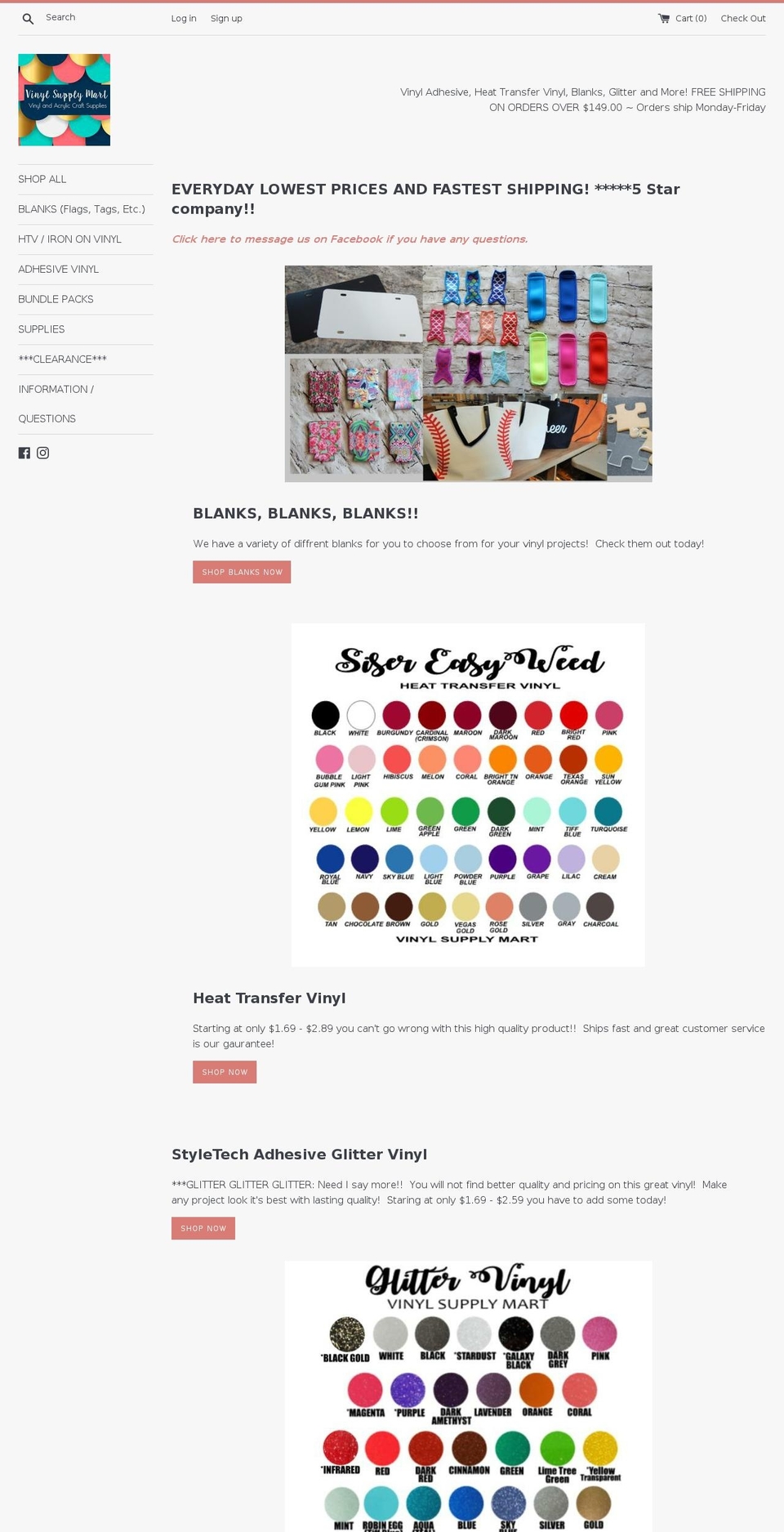 vinylsupplymart.com shopify website screenshot
