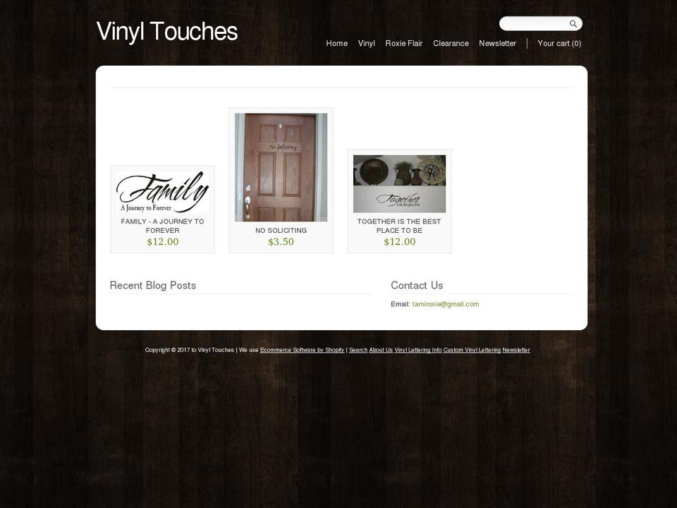 Woodland Shopify theme site example vinyltouches.com