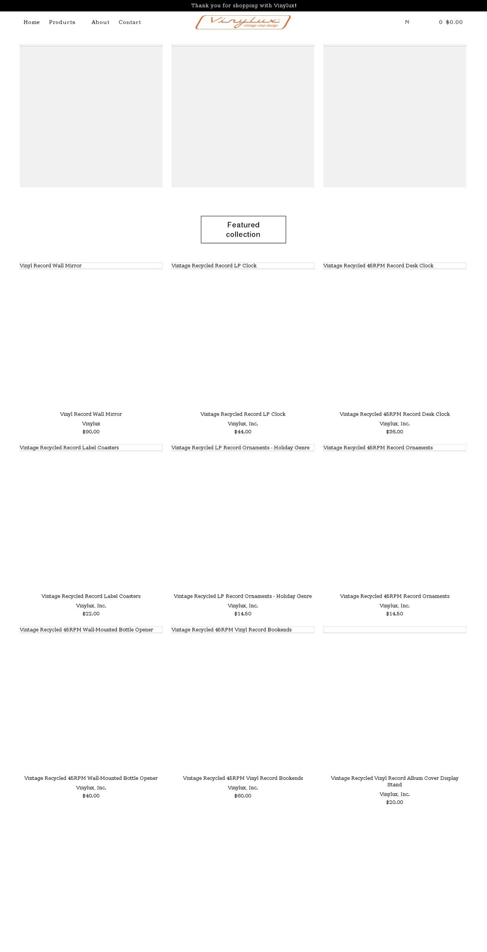 vinylux.net shopify website screenshot