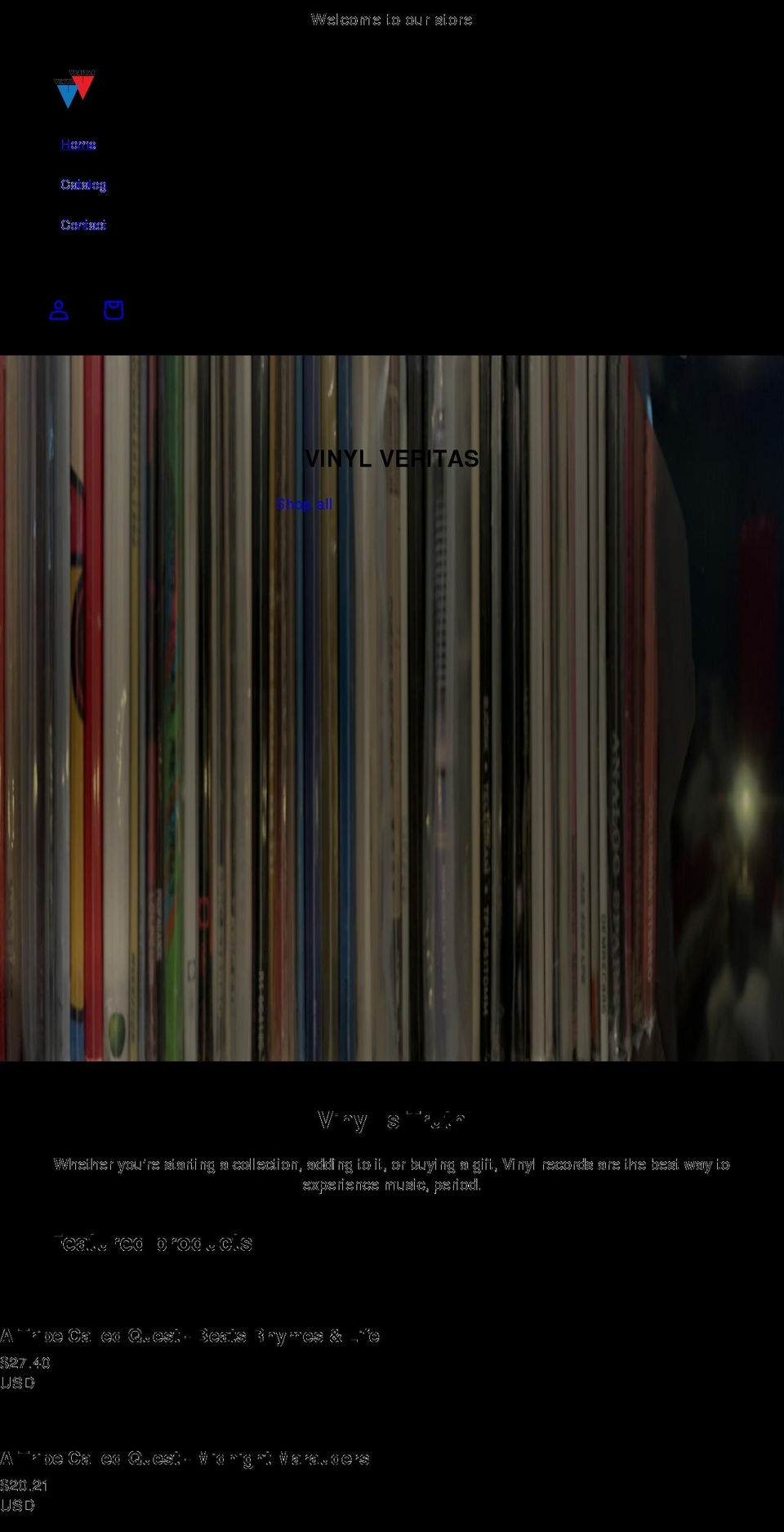 vinylveritas.com shopify website screenshot
