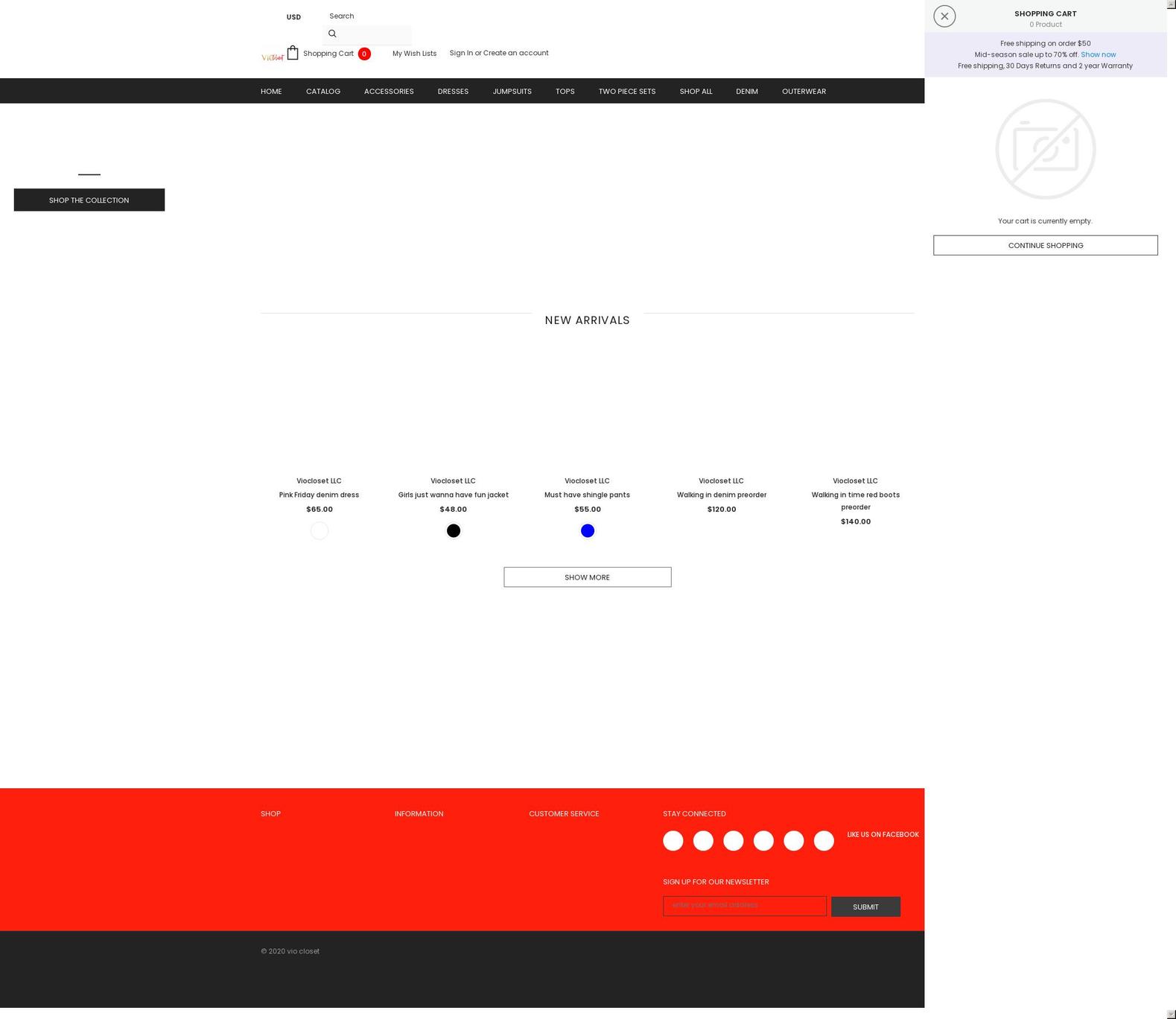 viocloset.com shopify website screenshot