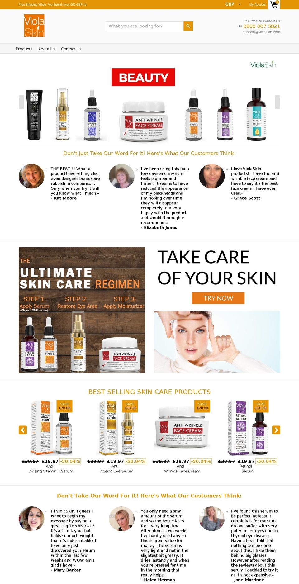violaskin.com — Shopify storefront screenshot