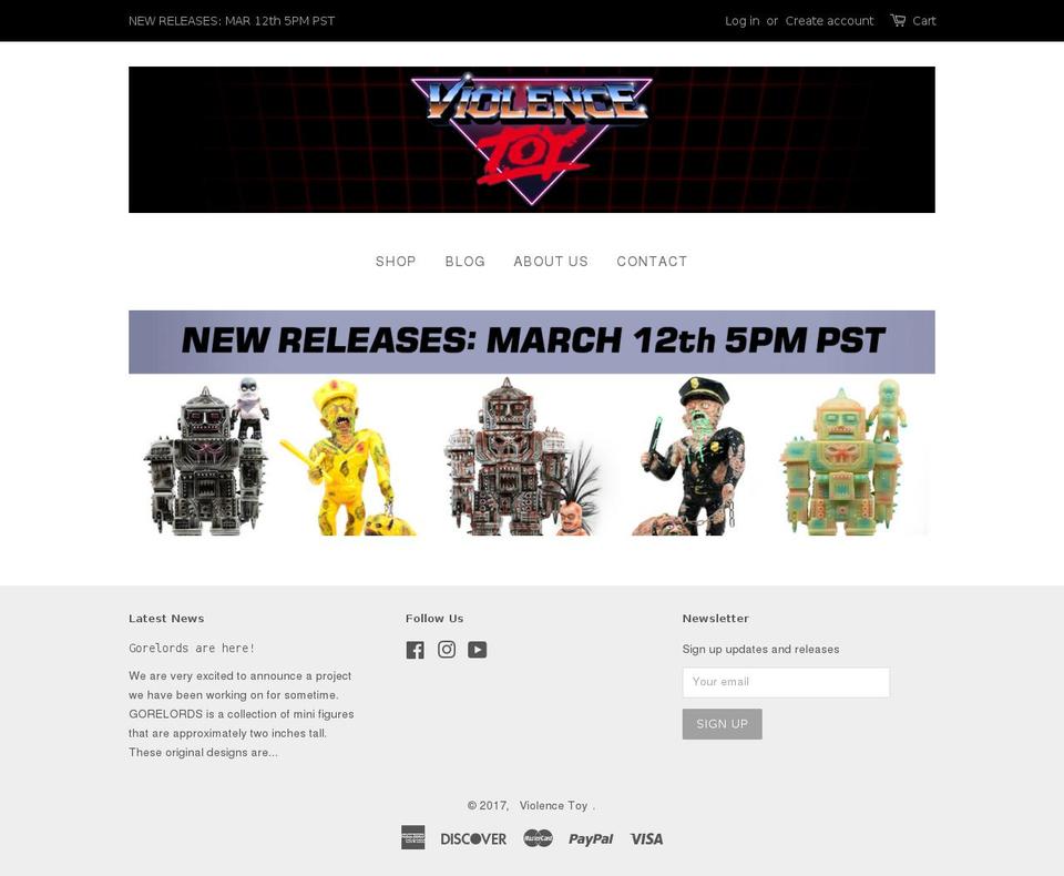 violencetoy.com shopify website screenshot