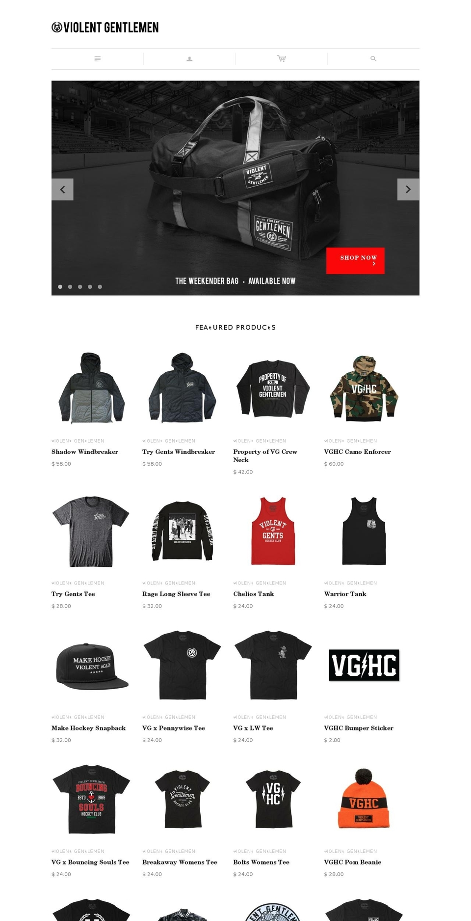 violentgentlemen.com shopify website screenshot