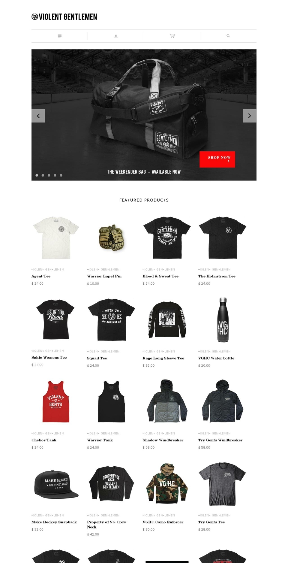 violentgents.com shopify website screenshot