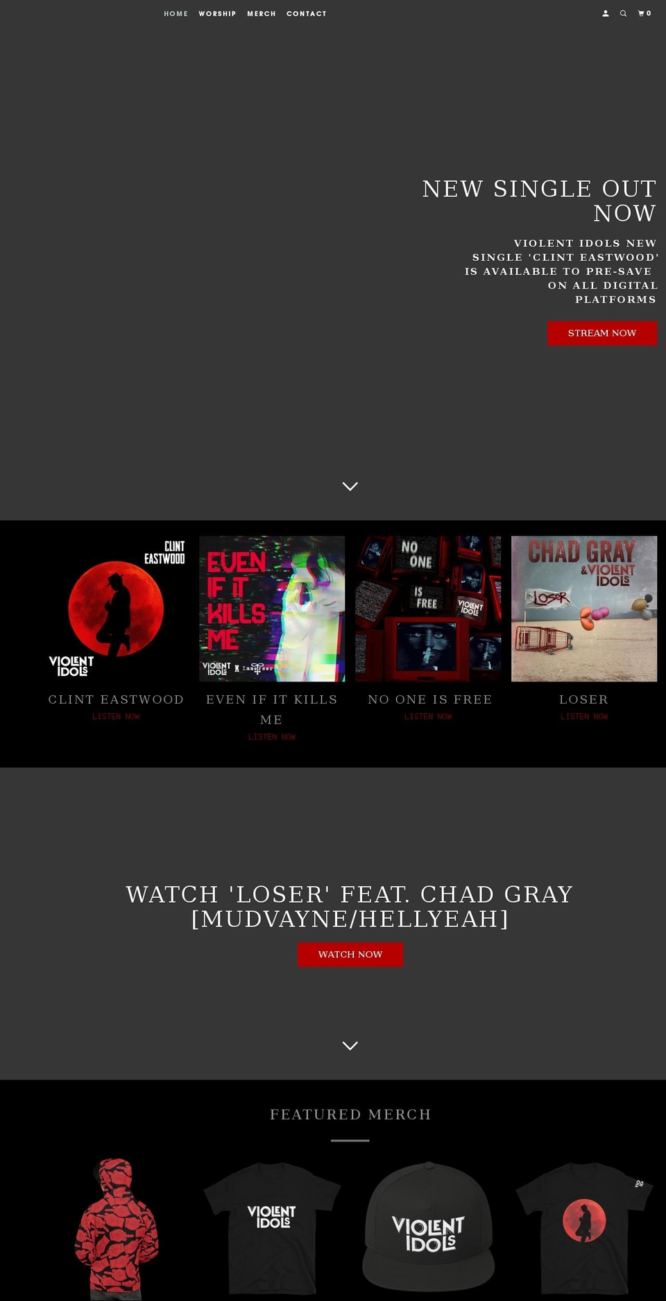 violentidols.com shopify website screenshot