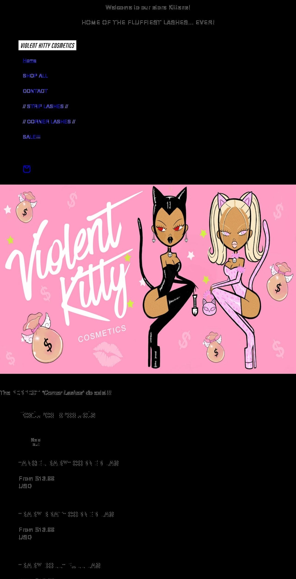 violentkittycosmetics.com shopify website screenshot