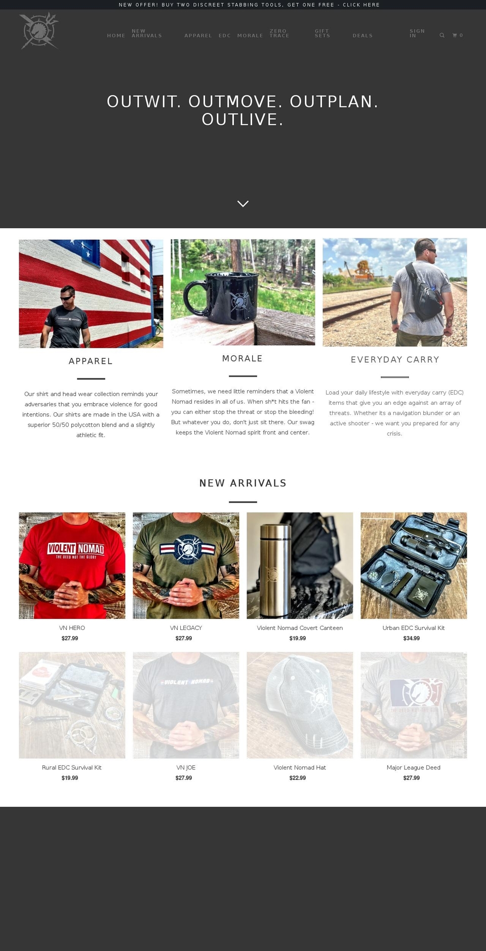 violentnomad.com shopify website screenshot
