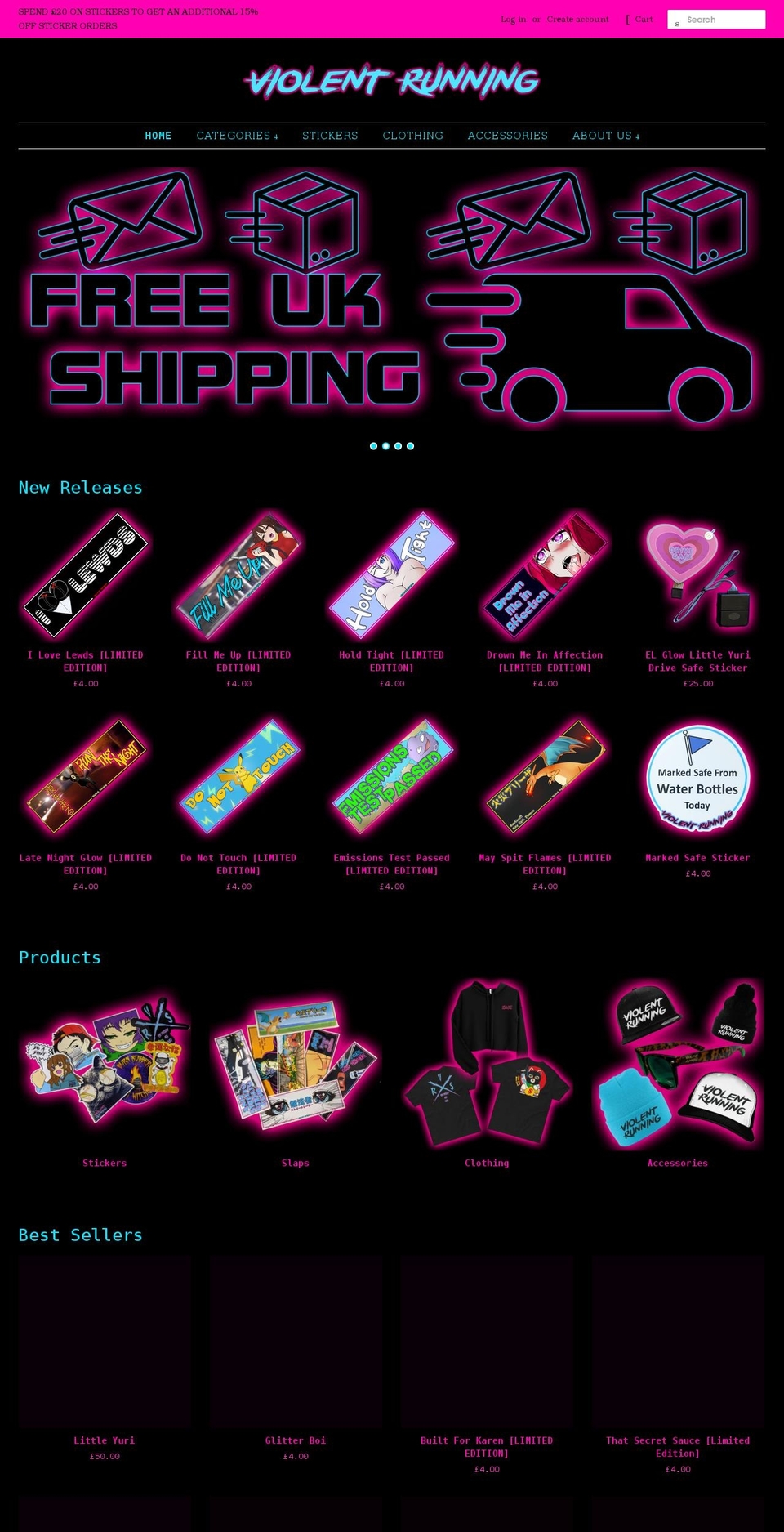 violentrunning.co.uk shopify website screenshot