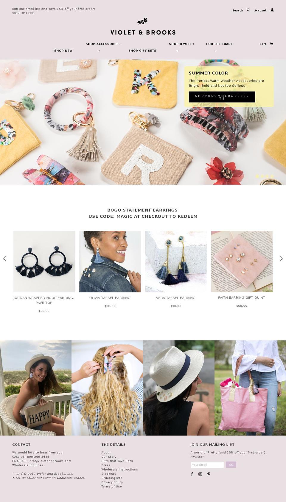 violetandbrooks.com shopify website screenshot