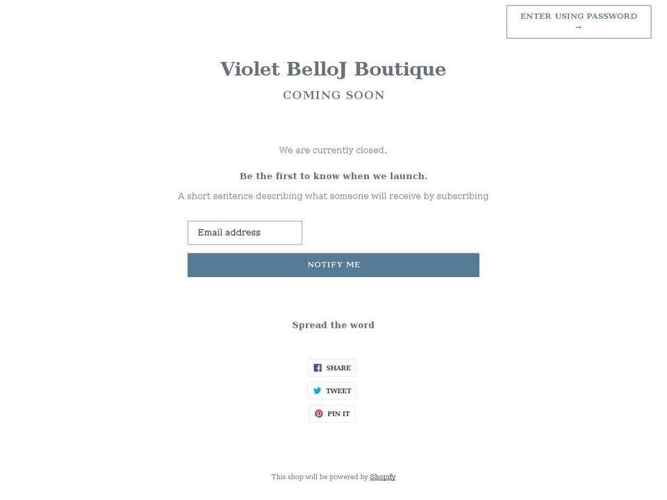 violetbellojboutique.com shopify website screenshot