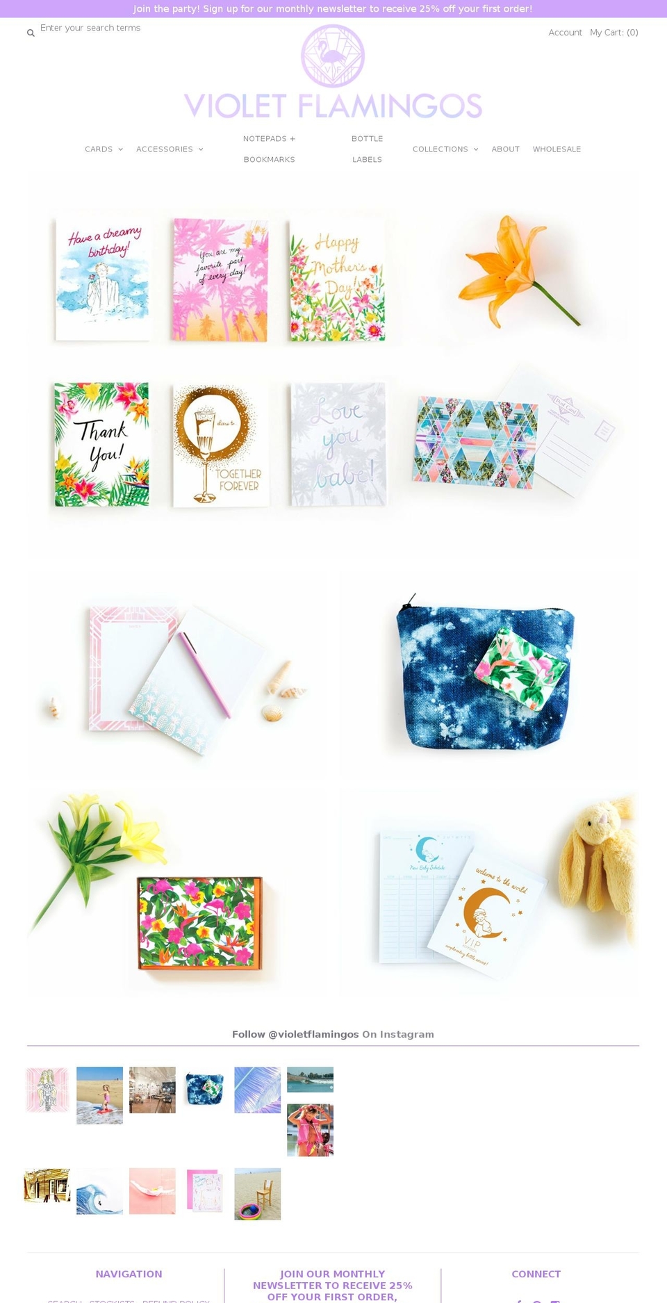 violetflamingos.com shopify website screenshot