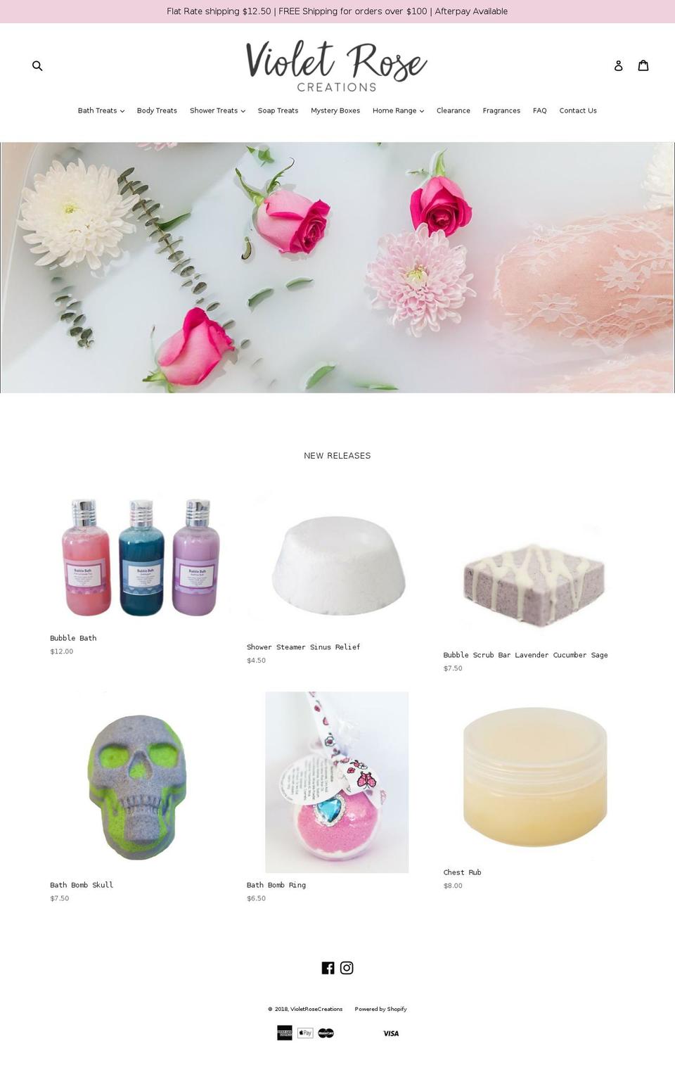 violetrosecreations.com — Shopify storefront screenshot