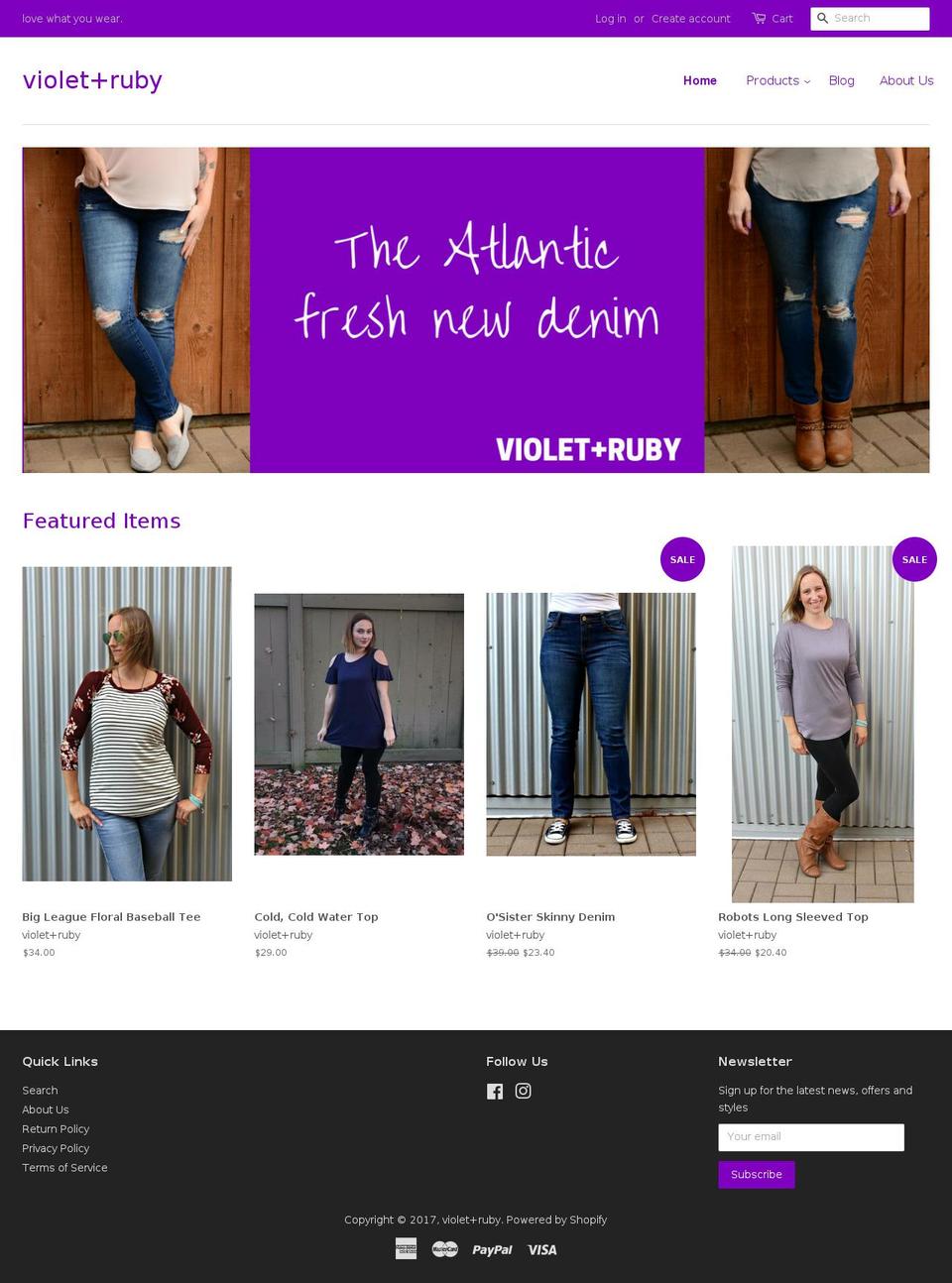 violetruby.com shopify website screenshot